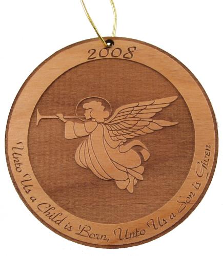 Angel in Circle Wood Christmas Ornament