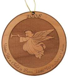 Angel in Circle Wood Christmas Ornament