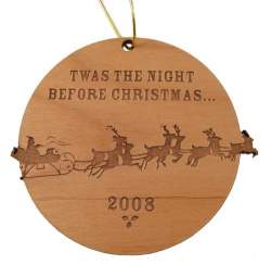 Santa and Sleigh Wood Christmas Ornament