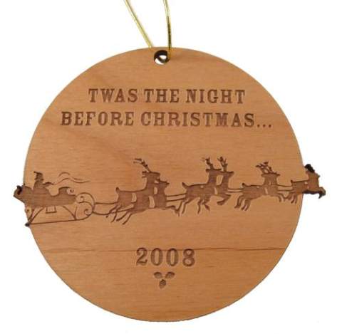 Santa and Sleigh Wood Christmas Ornament