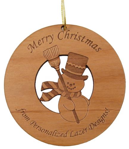Snowman Cutout Wood Christmas Ornament