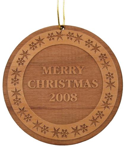 Merry Christmas with Snowflakes Wood Christmas Ornament