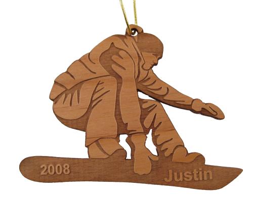 Snowboarder Wood Christmas Ornament