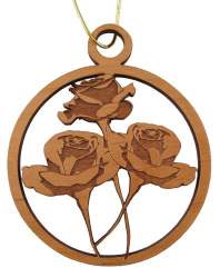 Three Roses Wood Christmas Ornament