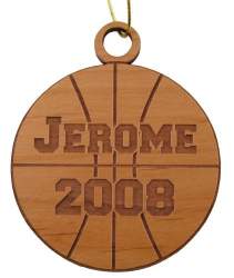 Basketball Wood Christmas Ornament