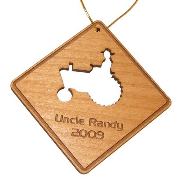 Tractor Wood Christmas Ornament