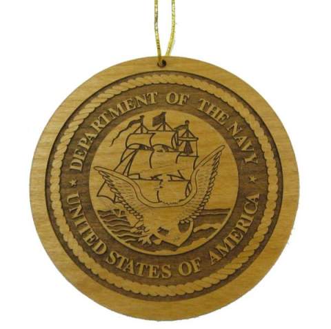 US Navy Wood Christmas Ornament