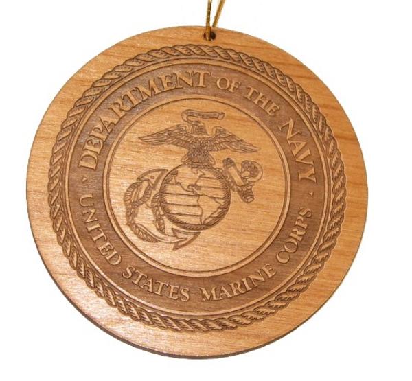 US Marine Corps Wood Christmas Ornament