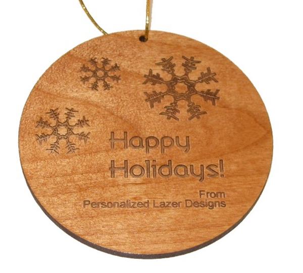 Happy Holidays Snowflake Wood Christmas Ornament