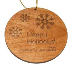 Happy Holidays Snowflake Wood Christmas Ornament
