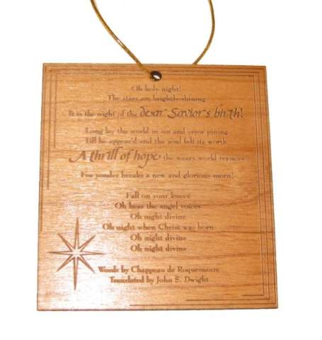 Oh Holy Night Notecard Wood Christmas Ornament