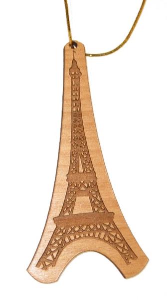 Eiffel Tower Wood Christmas Ornament