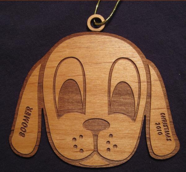 Dog Wood Christmas Ornament