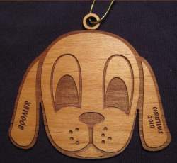 Dog Wood Christmas Ornament