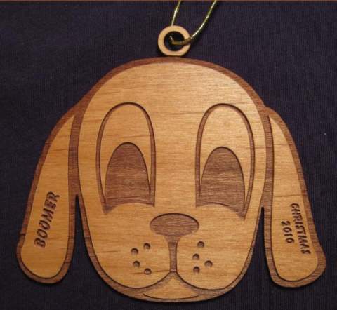 Dog Wood Christmas Ornament