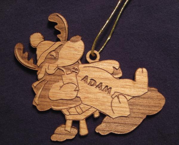 Relaxing Reindeer Wood Christmas Ornament