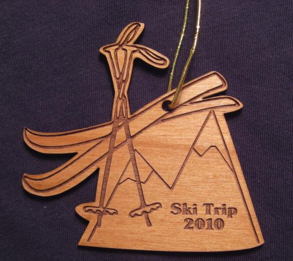 Skiing Wood Christmas Ornament