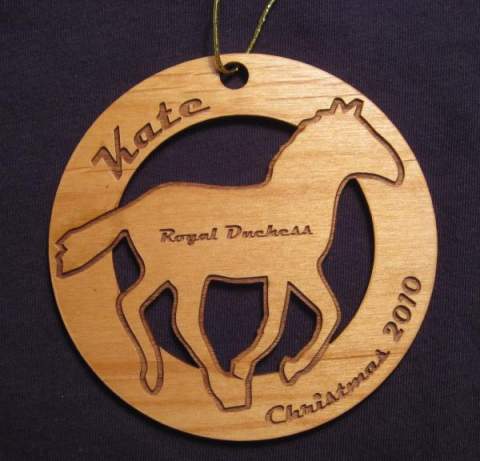 Horse Wood Christmas Ornament