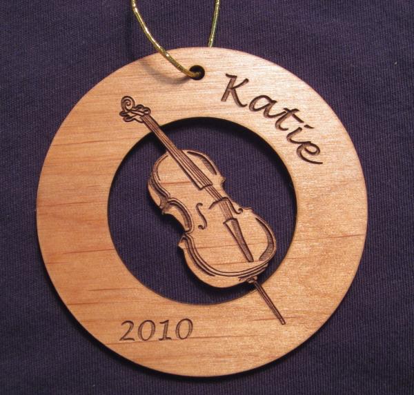 Cello Wood Christmas Ornament