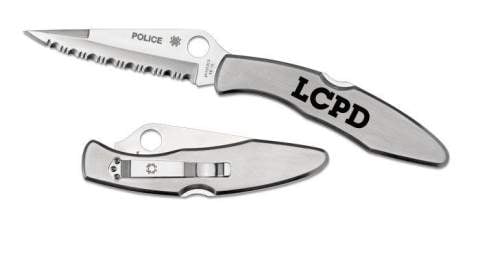 Engraved Spyderco Police Model Stainless Steel C07