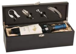 Black Finish Wine Bottle Presentation Box with Tools