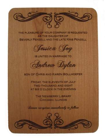Custom Wood Wedding Invitation - Small Size 5.8x4.1"