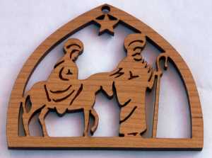 Mary and Joseph Wood Christmas Ornament