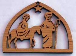 Mary and Joseph Wood Christmas Ornament