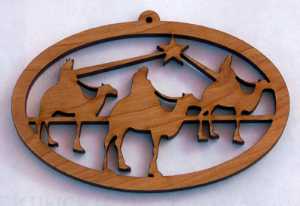 3 Wise Men Wood Christmas Ornament