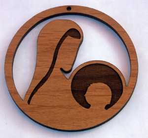Mary and Baby Wood Christmas Ornament