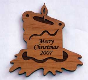 Candle Wood Christmas Ornament