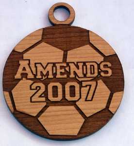 Soccer Ball Wood Christmas Ornament