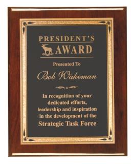 Rosewood Piano Finish Plaques with Teardrop Plates - 8x10"