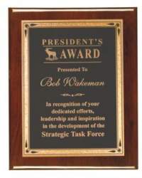 Rosewood Piano Finish Plaques with Teardrop Plates - 8x10"