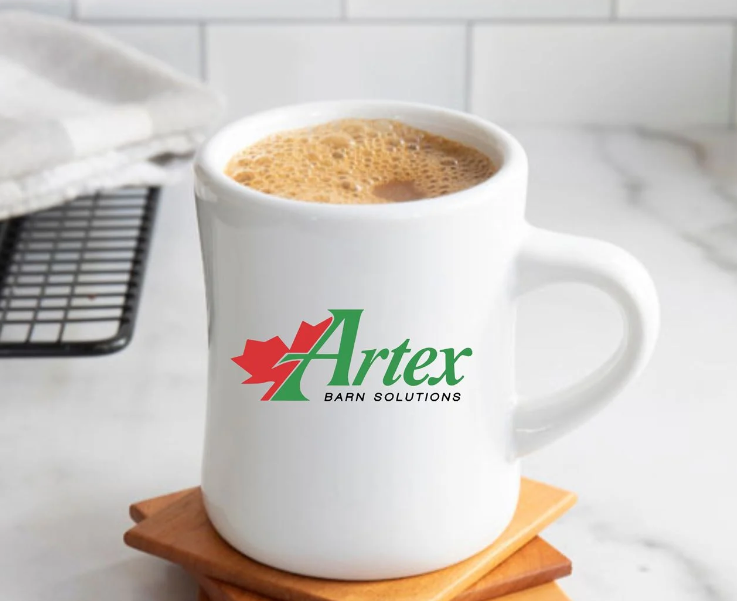 white color printed ceramic mug