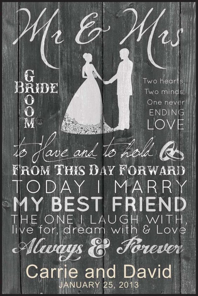 Romantic Wedding Wall Art With Quote