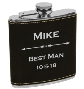 black laser engraved flask