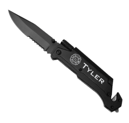 engraved tactical rescue knife
