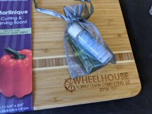 bottle of oil on cutting board