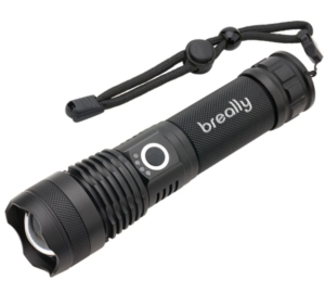 Black laser engraved flashlight