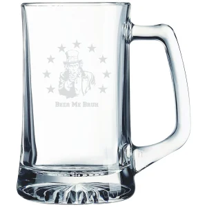 engraved bear glass that says "Beer Me Bruh"