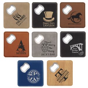 variety of laser engraved coasters
