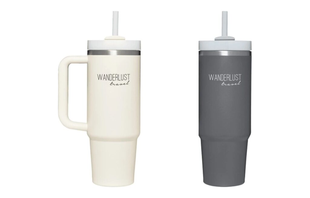 Black and white 30 oz Stanley tumblers