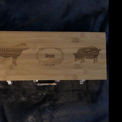 BBQ Grilling Set with Personalized Bamboo Case